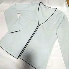 ミントグリーン Vネック カーディガン Lサイズ