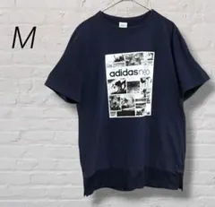 adidas NEOアディダスネオ Tシャツ メッシュ ネイビー ロゴプリント