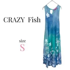 CRAZYFish【S】リゾートワンピース ノースリーブロングワンピース ハワイ
