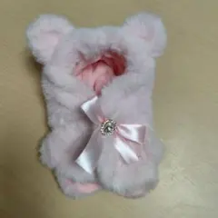 ドール用 くま耳ファーポンチョ ピンク