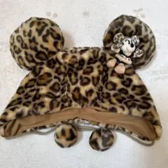 ディズニー　ヒョウ柄　耳付き帽子 ファンキャップ