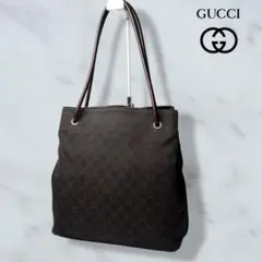 041 極美品 GUCCI ハンドバッグ トートバッグ 肩掛け GG柄 茶 u5