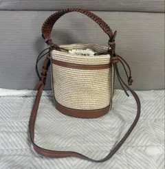 ZARA 2way バケットバッグ ショルダー カゴバック ブラウン