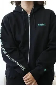 X-girl エックスガール パーカー 袖ロゴ フードロゴ 刺繍 裏毛