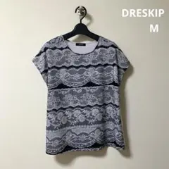 【DRESKIP】可愛い！レース柄 カットソー M ノースリーブのサムネイル