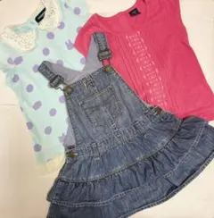 ３点セット　デニムジャンパーフリルワンピース90 トップス100