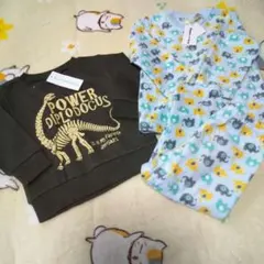 トレーナー　恐竜　ゾウ　プリント パジャマ　90　100　裏起毛