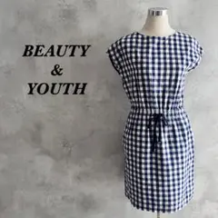 BEAUTY&YOUTH 원피스 ギンガムチェック ウエストリボン 407