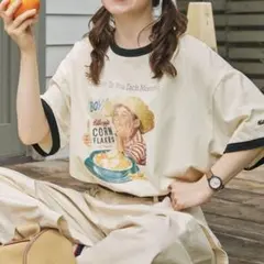 Kellogg's ケロッグ ヴィンテージプリント リンガーTシャツ