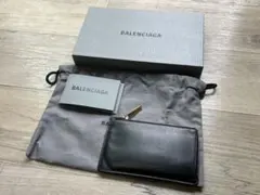 발렌시아가 지갑 카드 케이스 블랙 가죽