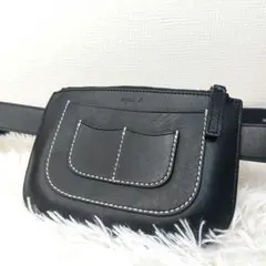 agnes b.VOYAGE　アニエスベー　ウエストポーチ　本革　牛革　ブラック