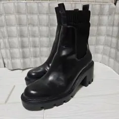ザラ 【24.0】ソックスブーツ サイドゴアブーツ 厚底 トラックソール