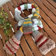 手編みマフラー　マフラー　細マフラー