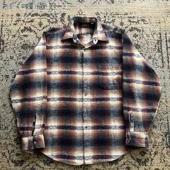 90s ネルシャツ ウールシャツ オンブレ シャドーチェック 検 70s 80s