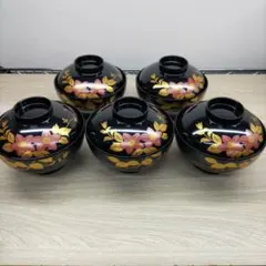 新品未使用！花柄金箔装飾の汁椀5個セット - メルカリ