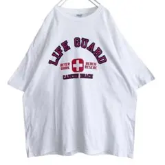 海外古着 メキシコ製 ライフガード ビッグプリント 半袖 Tシャツ XXL 白