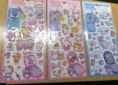 サンリオ　平成はっぴーフォンシール　シナモロール　キティ　ふわふわらびちゃん