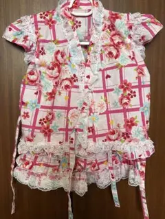 花柄チェック浴衣ドレスセット