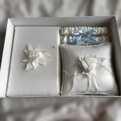 結婚式　リングピローとゲストブックガーターリボン3点セット