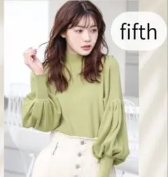 新品 fifth ボリュームスリーブ ハイネック ニット オリーブグリーン
