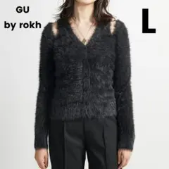 GU 人気完売✴力ットアウト カーディガン by rokh ブラック L コラボ