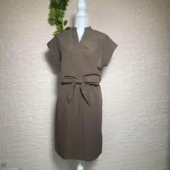 アーヴェヴェ avv standard ワンピース 半袖 茶系 S 夏 ひざ丈
