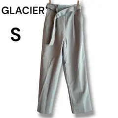 GLACIER ライトブルー ベルト付き テーパードパンツ S ハイウエスト