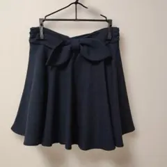 ネイビー フレアスカート リボン付き サイズ38