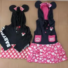 BABYDOLL ミニーマウス風 ワンピース 100　パーカー2枚セット