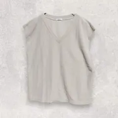 シネマクラブ ニットベスト M ベージュ Vネック ゆったり