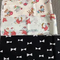 動物柄　リボン柄　コットン生地はぎれ　3種セット