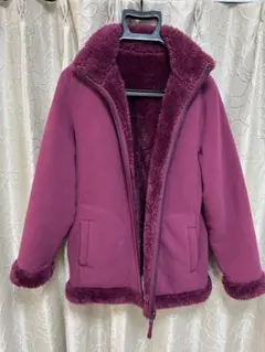 パープル フリースジャケット ボア仕立て