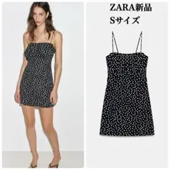 完売品 ZARA フリルミニドット柄ワンピースSサイズ新品タグ付き