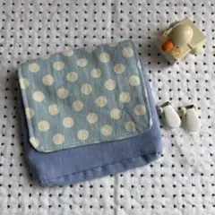 ⭐︎移動ポケット　ブルードット柄　フラップ付き