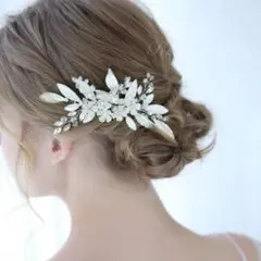 ウェディングヘアアクセサリー結婚式シルバーフラワーリーフヘッドドレス髪飾り花