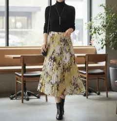 JUSGLITTY 総柄プリーツスカート イエロー サイズ1