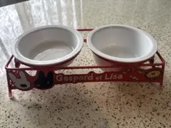 リサとガスパール 犬 食器 ワイヤー ダブル スタンド 付き 陶器皿付きのサムネイル