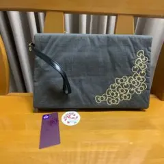 ハローキティ 刺繍 クラッチバッグ グレー
