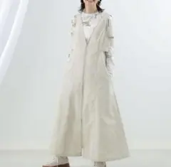 Ray BEAMS / 配色 ステッチ ジップ ワンピース　白