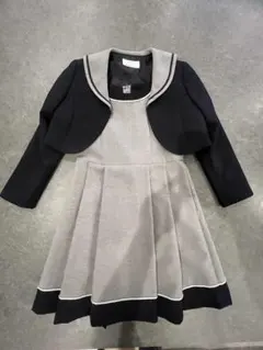 美品セーラー襟付きフレアドレス (グレー・黒)