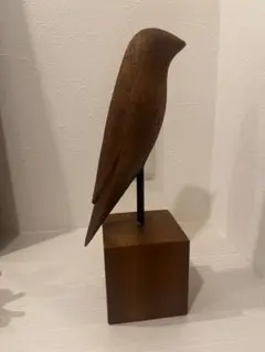 木製 鳥の置物 ダークブラウン