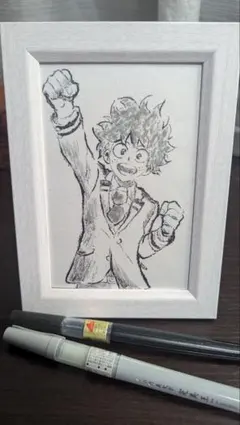 【手描きイラスト】筆ペン　アナログ　僕のヒーローアカデミア　緑谷出久