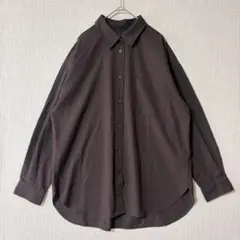 GU/ダークブラウン 長袖シャツ シンプル M
