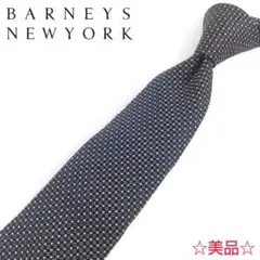 【BARNEYS NEWYORK】美品 ネクタイ ドット 総柄 水玉 紺 シルク