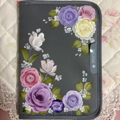 薔薇のお薬手帳ケース　トールペイント