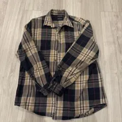 チェック柄 長袖シャツ ベージュ 黒 赤 ネルシャツ