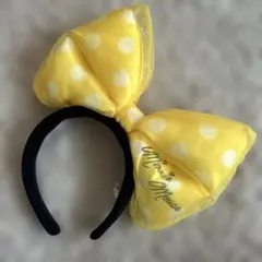 ディズニー リボン 黄色 水玉 ドット カチューシャ　ミニー