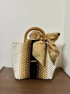 編み物ストライプハンドバッグ