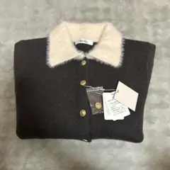 NICE CLAUP ポロ襟配色ニットカーディガン