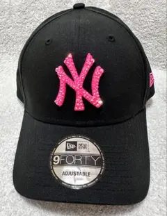 ニューエラ WEGOコラボ ブラック ピンクラインストーンキャップ NEWERA